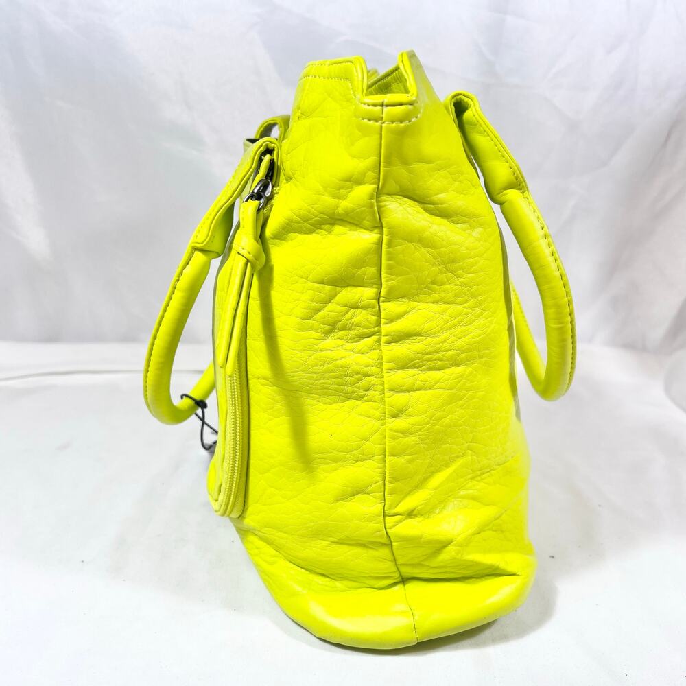 Vans Shoulder Tote Bag Purse Yellow Neon Post Up Zippers Snap Button New - Picture 3 of 12
